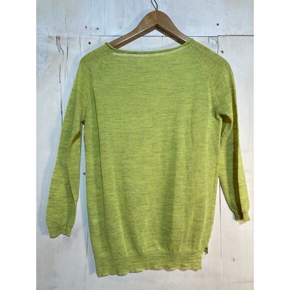 Roberto Collina Italian Luxury Fine Knit Linen Blend Sweater Bright Green Small - Picture 10 of 11